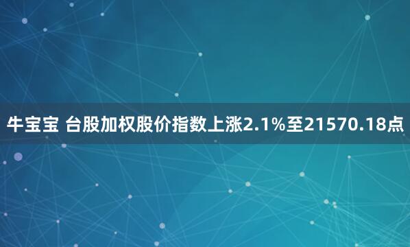 牛宝宝 台股加权股价指数上涨2.1%至21570.18点